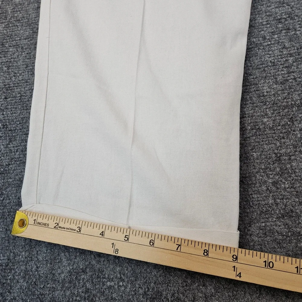 Trust Mens Linen Blend Pleated Cuffed Trousers Off White Cream Actual (34x28)